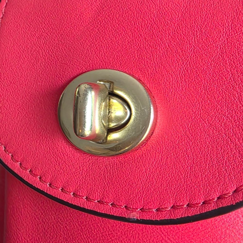 Coach Orange/Red turnlock Leather Wallet Wristlet - Picture 7 of 7